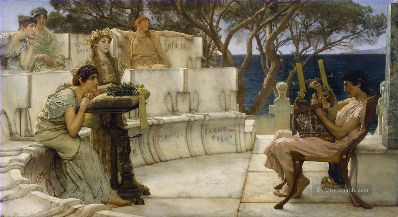 Sappho und Alcaeus romantischer Sir Lawrence Alma Tadema Ölgemälde